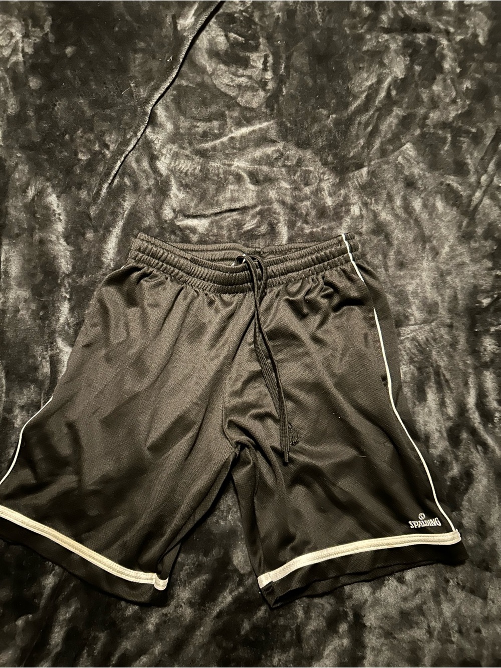 Spalding Black Athletic Basketball Shorts with White Trim
